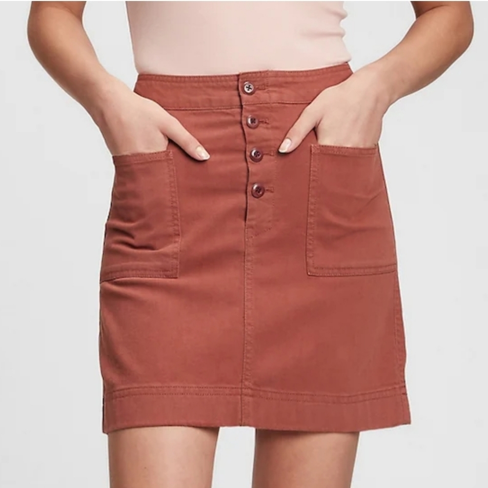 Utility Mini Skirt - Burnt Russet Red